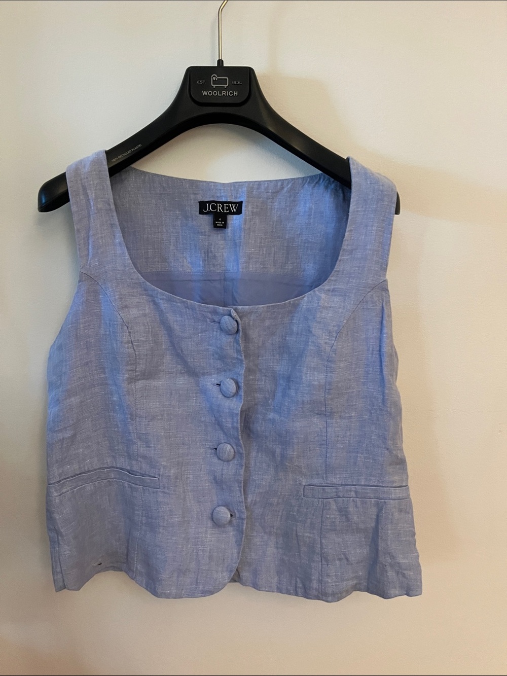 J. Crew Light Blue Linen Button-Front Vest